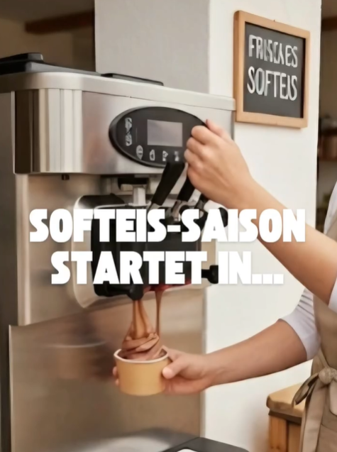 Cremiges Softeis nach DDR-Rezept in der Waffel mit bunten Toppings und Schokosoße, serviert im sonnigen Hofcafé in Vorpommern-Rügen