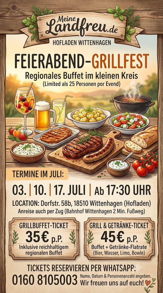 Gemütliches Hoffest und Grillabend im rustikalen Hofladen in Wittenhagen Vorpommern