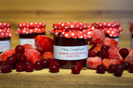Erdbeeren - Sauerkirsche Fruchtkonfitüre 300g
